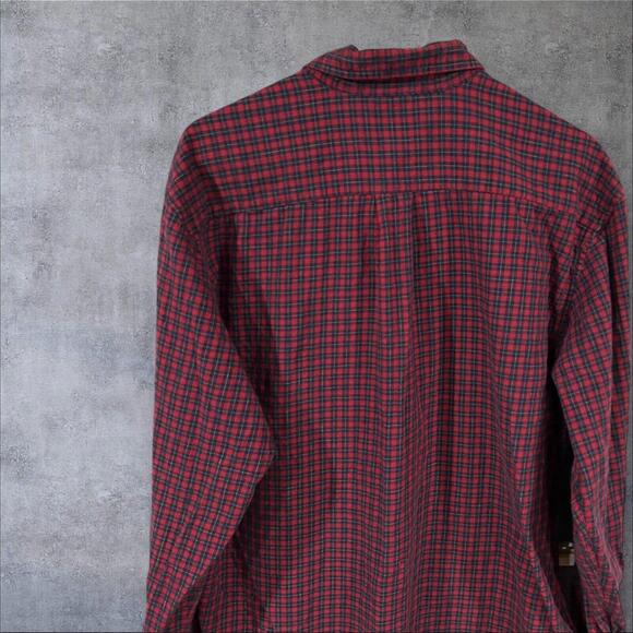Old Navy Button Down Shirt Size M Blue Red Plaid Long Sleeve - Picture 3 of 5